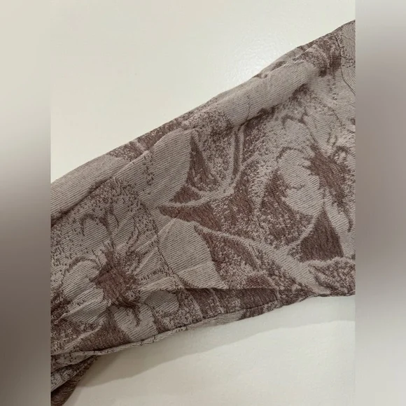 Zara Jacquard Midi Tie Waist Crinkle Detail Dress Brown Full sleeves high neck M - Picture 10 of 17